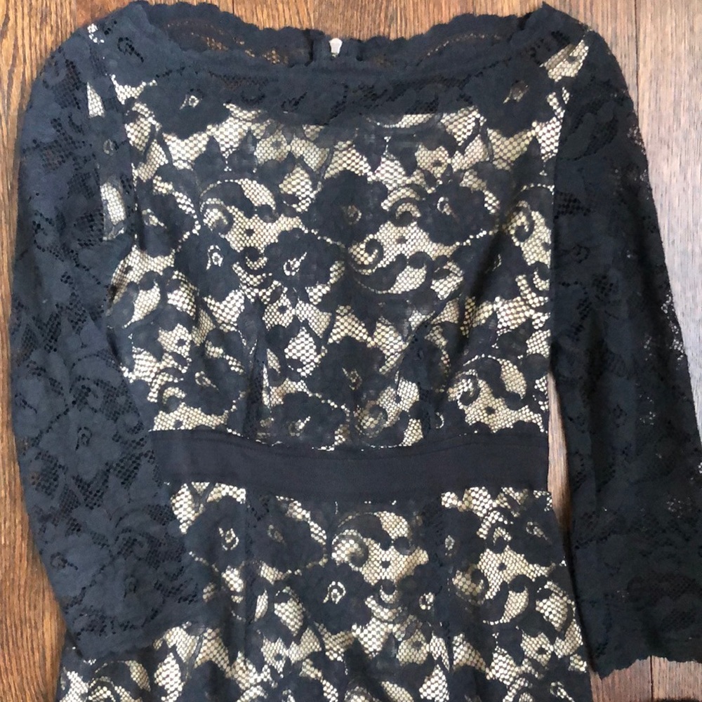 Black lace dress with nude lining